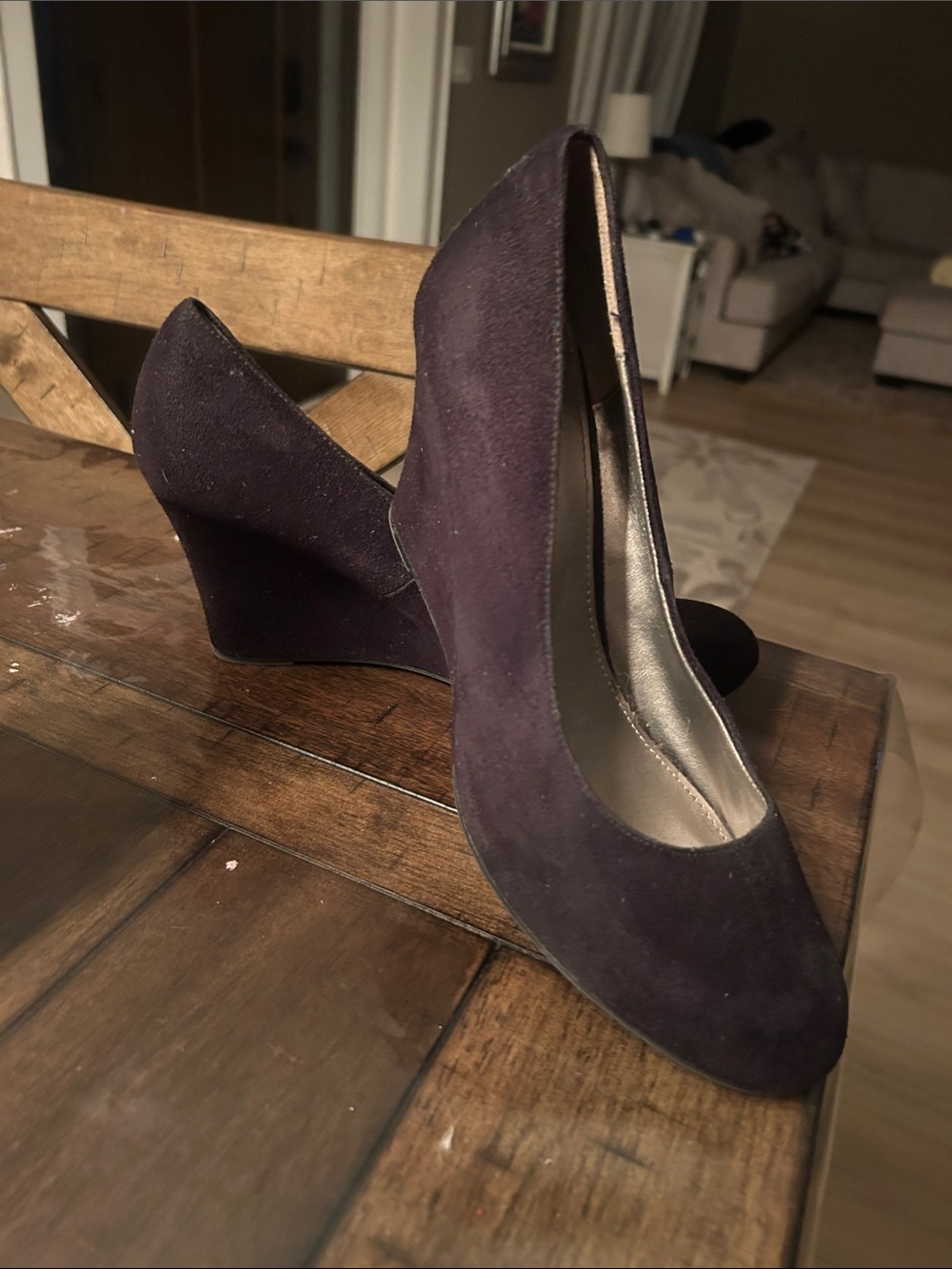 Dexter Women's Suede Wedge Pumps in Plum